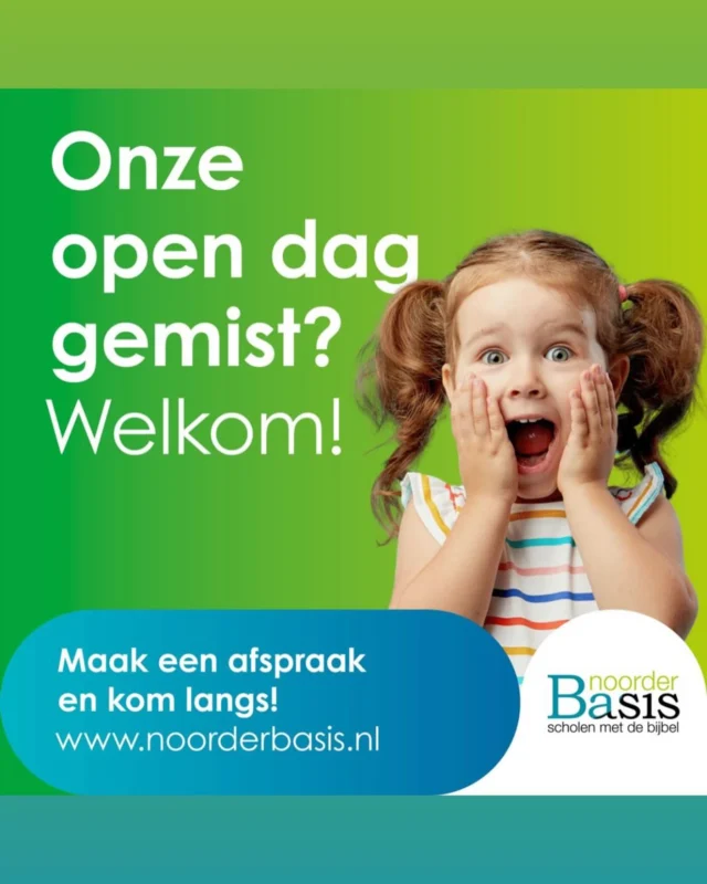 Afgelopen woensdag was onze open dag. Lukte het niet te komen? Maar ben je wel benieuwd hoe wij ons christelijke onderwijs én Daltononderwijs vormgeven? Maak gerust een afspraak om op een ander moment te komen, want eigenlijk is bij ons elke dag open dag. We laten graag zien wat we doen. Neem een kijkje op onze website despringplankleek.nl of neem contact op met onze directeur Jolande Verbree via 📧dir.springplank@noorderbasis.nl